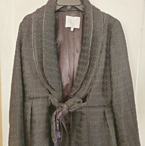 Adam Lippes NY black wool silk lined coat size L